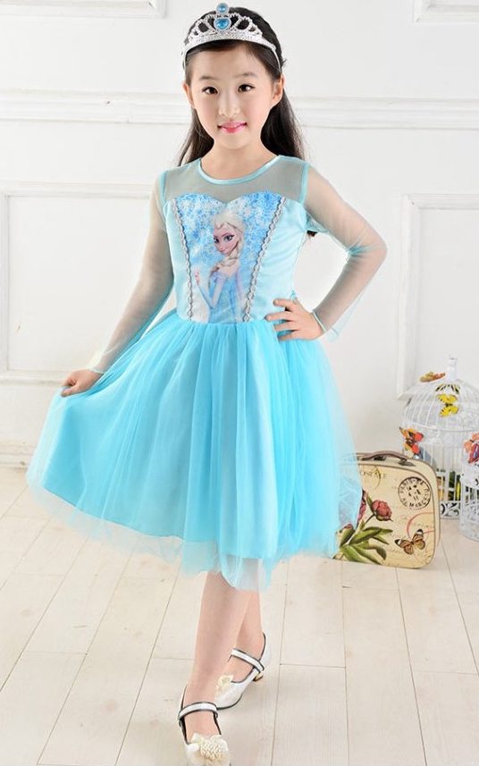 F68021 Frozen chiffon long-sleeved dress